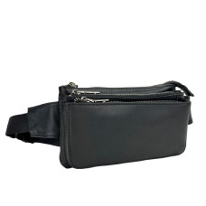 Сумка на пояс з натуральної шкіри чорна Tiding Bag 6800A