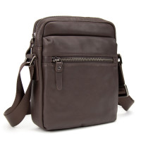 Месенджер класичний в гладкій шкірі коричневий Tiding Bag 8717C