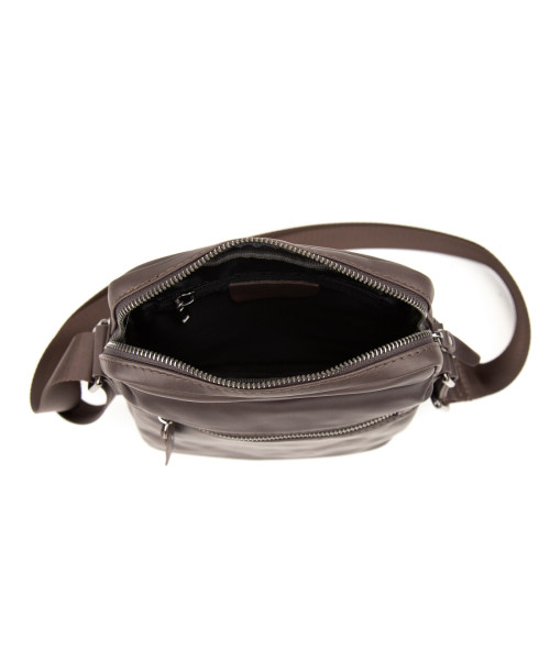 Месенджер класичний в гладкій шкірі коричневий Tiding Bag 8717C