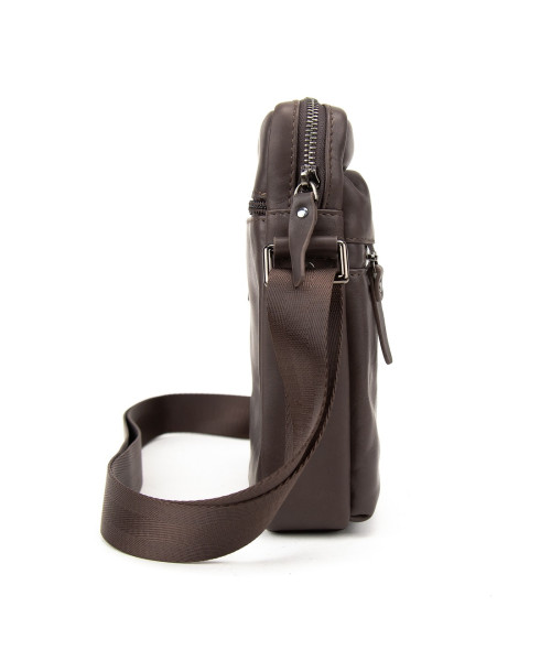 Месенджер класичний в гладкій шкірі коричневий Tiding Bag 8717C