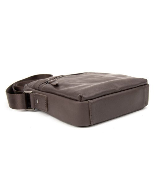 Месенджер класичний в гладкій шкірі коричневий Tiding Bag 8717C