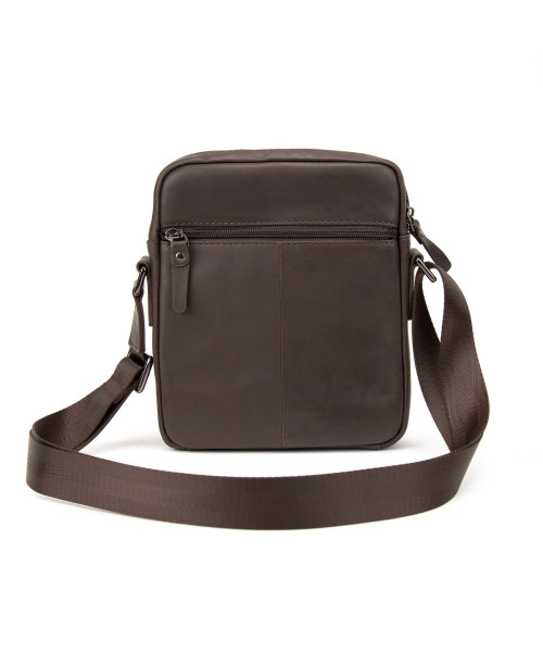 Месенджер класичний в гладкій шкірі коричневий Tiding Bag 8717C