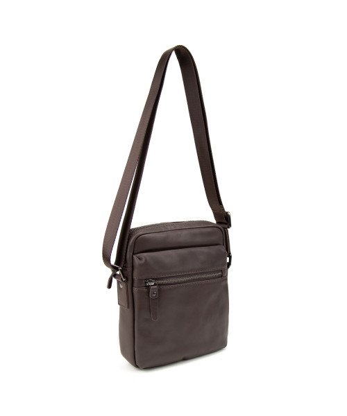 Месенджер класичний в гладкій шкірі коричневий Tiding Bag 8717C