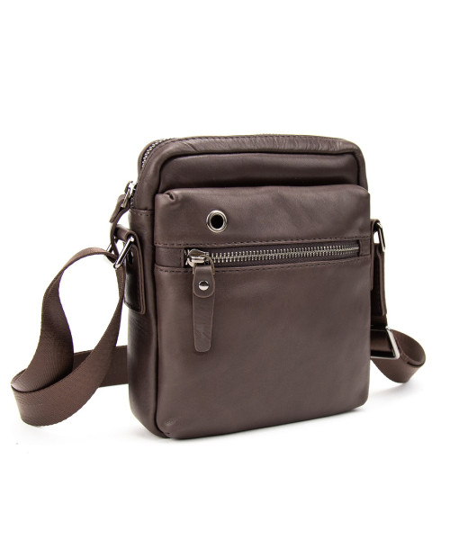 Месенджер в гладкій шкірі коричневий Tiding Bag 8718C