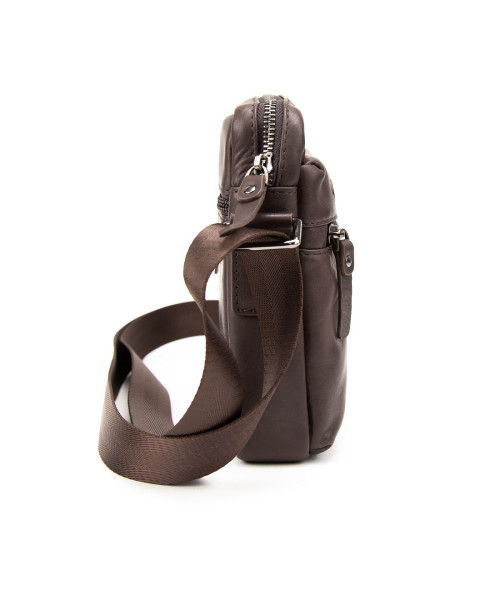 Месенджер в гладкій шкірі коричневий Tiding Bag 8718C