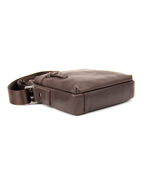 Месенджер в гладкій шкірі коричневий Tiding Bag 8718C