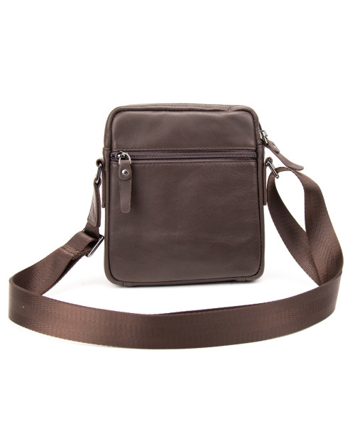 Месенджер в гладкій шкірі коричневий Tiding Bag 8718C