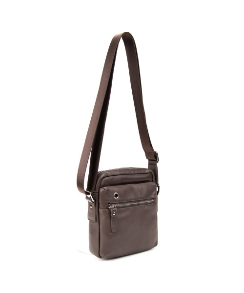 Месенджер в гладкій шкірі коричневий Tiding Bag 8718C