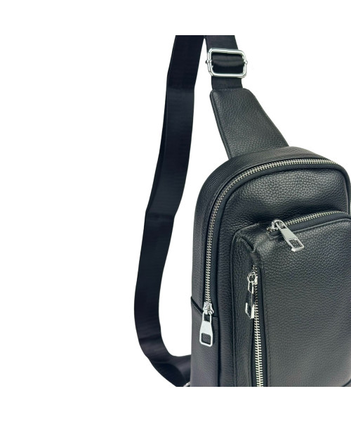 Black Leather Tiding Bag A25F-250131A Shoulder Sling