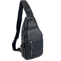 Tiding Bag Black Leather Shoulder Sling A25F-6809-1A