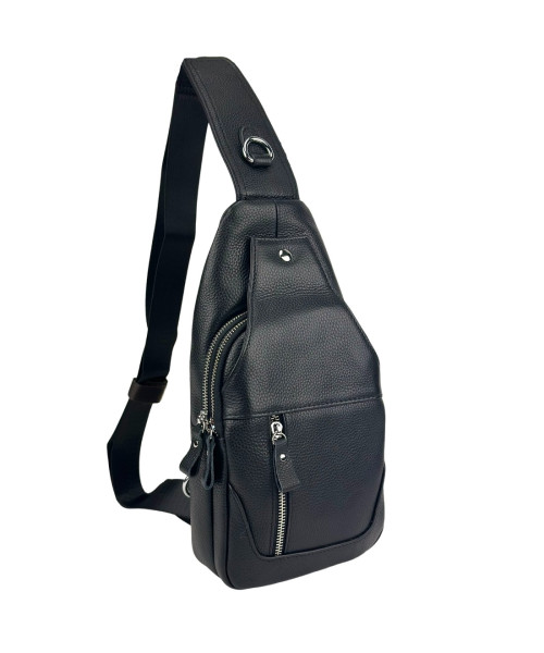 Кожаный черный слинг через плечо Tiding Bag A25F-6809-1A