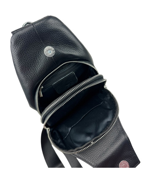 Кожаный черный слинг через плечо Tiding Bag A25F-6809-1A