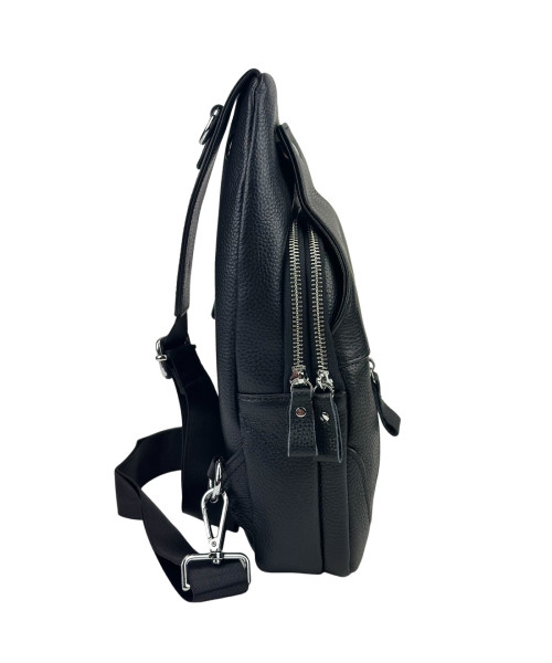 Кожаный черный слинг через плечо Tiding Bag A25F-6809-1A