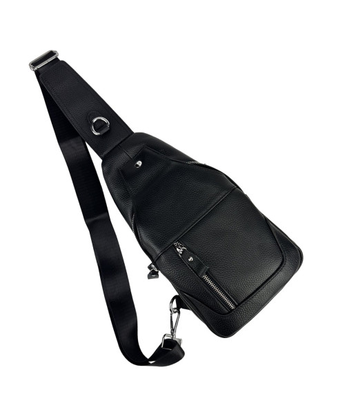 Кожаный черный слинг через плечо Tiding Bag A25F-6809-1A