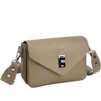 Crossbody leather with a lock in taupe color Firenze Italy F-IT-9555T