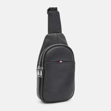 Шкіряний чорний слінг на два відділи Tiding Bag FL-A25F-8803A