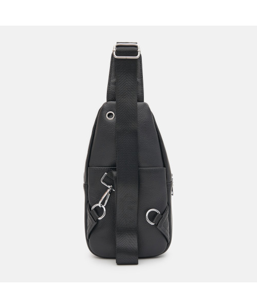 Шкіряний чорний слінг на два відділи Tiding Bag FL-A25F-8803A