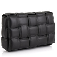 Crossbody black woven leather Firenze Italy F-IT-8707A