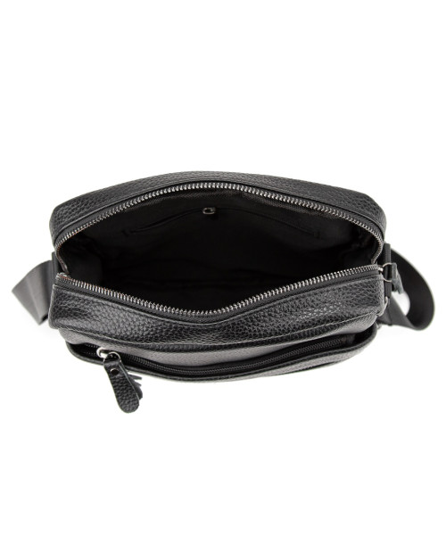 Шкіряний маленький чоловічий месенджер чорний Tiding Bag M56-0187A