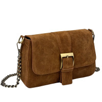 Crossbody suede brown with chain Firenze Italy F-IT-012C