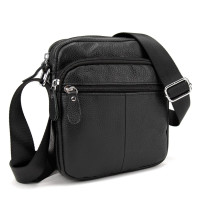 Шкіряний компактний чоловічий месенджер чорний Tiding Bag M56-0080A