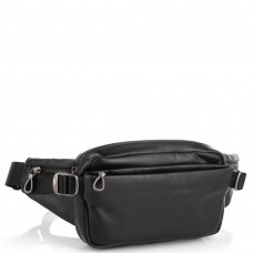 Сумка на пояс з натуральної шкіри чорна Tiding Bag 1001A
