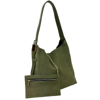 Women's suede bag olive Firenze Italy F-IT-3010GR