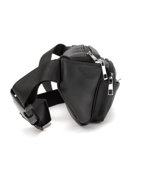 Містка шкіряна сумка на пояс чорна Tiding Bag M56-2030A