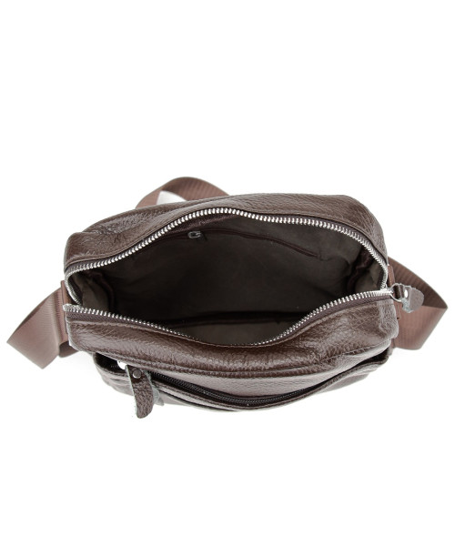 Шкіряний маленький чоловічий месенджер коричневий Tiding Bag M56-0187C