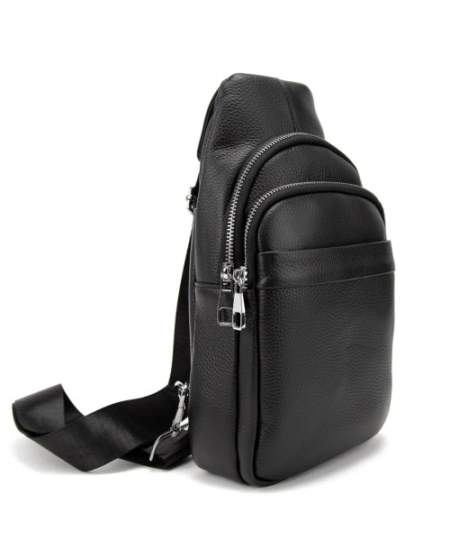 Шкіряний чорний чоловічий слінгTiding Bag A25F-250100A