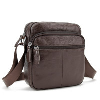 Шкіряний компактний чоловічий месенджер коричневий Tiding Bag M56-0080C