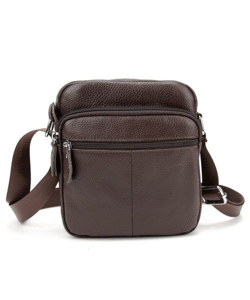 Шкіряний компактний чоловічий месенджер коричневий Tiding Bag M56-0080C