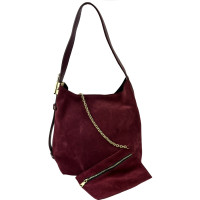 Women's suede bag burgundy Firenze Italy F-IT-3010BO