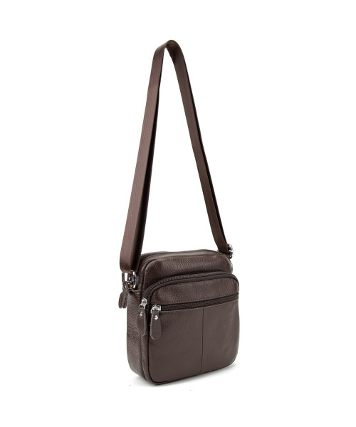 Шкіряний компактний чоловічий месенджер коричневий Tiding Bag M56-0080C