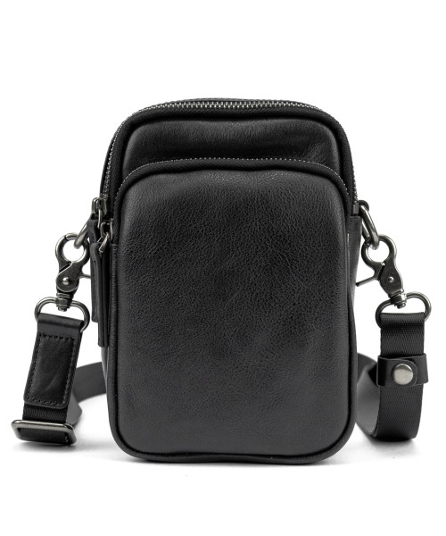 Месенджер маленький шкіряний чорний Tiding Bag 333-1A