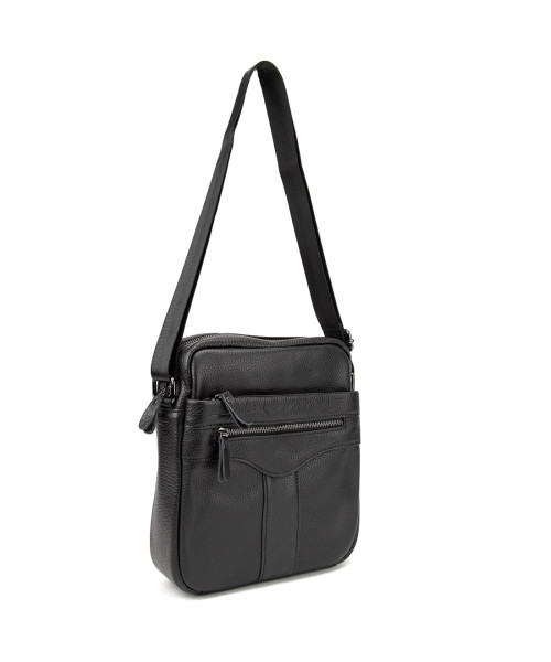 Шкіряний маленький чоловічий месенджер чорний Tiding Bag M56-0187A