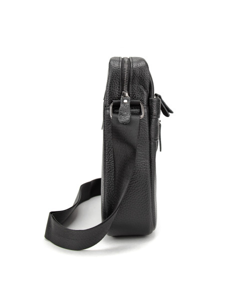 Шкіряний маленький чоловічий месенджер чорний Tiding Bag M56-0187A