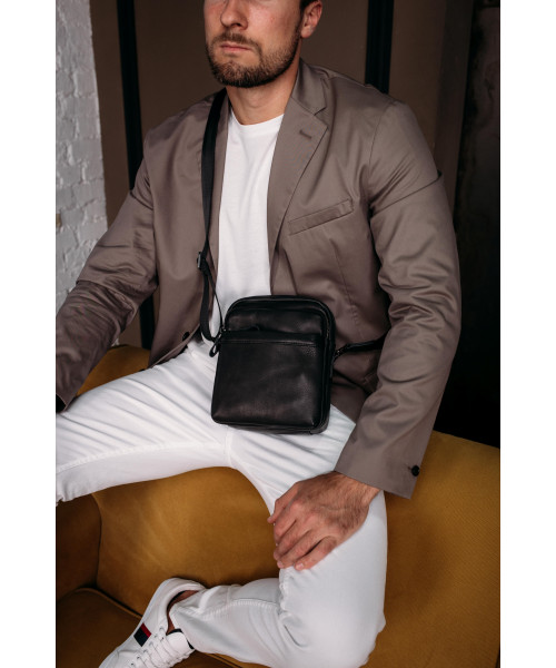 Чоловіча сумка через плече чорна Tiding Bag 6027A