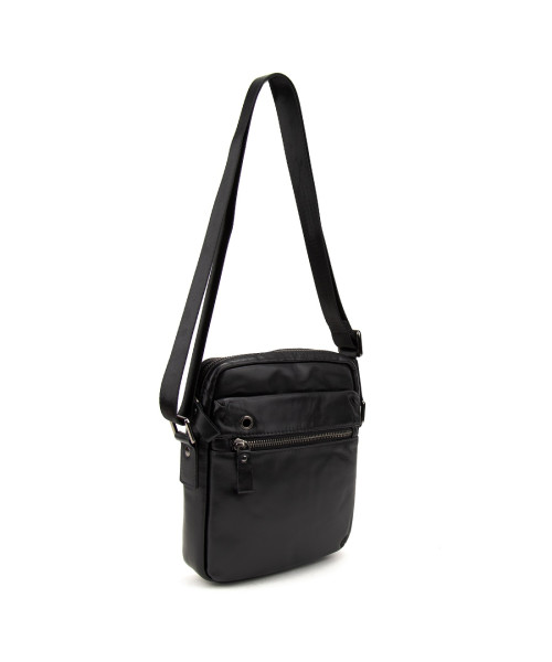 Месенджер класичний в гладкій шкірі чорний Tiding Bag 8717A