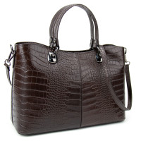 Firenze Italy F-IT-5454DB-CR women's leather bag of medium size in chocolate color