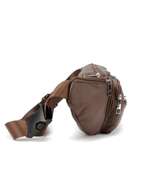 Містка шкіряна сумка на пояс коричнева Tiding Bag M56-2030C