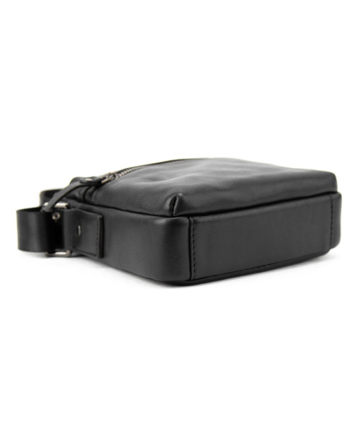 Месенджер в гладкій шкірі чорний Tiding Bag 8718A
