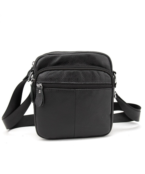 Шкіряний компактний чоловічий месенджер чорний Tiding Bag M56-0080A