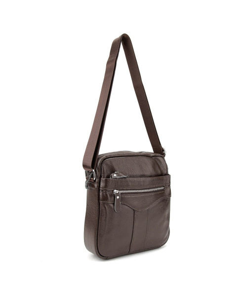 Шкіряний маленький чоловічий месенджер коричневий Tiding Bag M56-0187C
