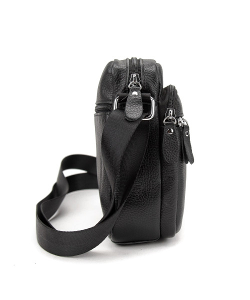 Шкіряний компактний чоловічий месенджер чорний Tiding Bag M56-0080A