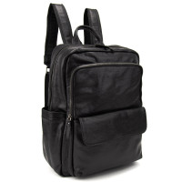 Чоловічий шкіряний рюкзак чорний Tiding Bag 2086A