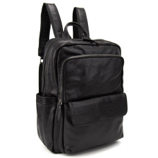 Чоловічий шкіряний рюкзак чорний Tiding Bag 2086A