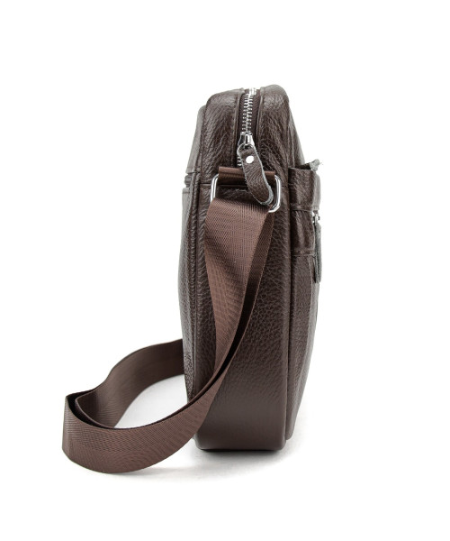 Шкіряний маленький чоловічий месенджер коричневий Tiding Bag M56-0187C