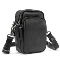 Месенджер маленький шкіряний чорний Tiding Bag 333-1A