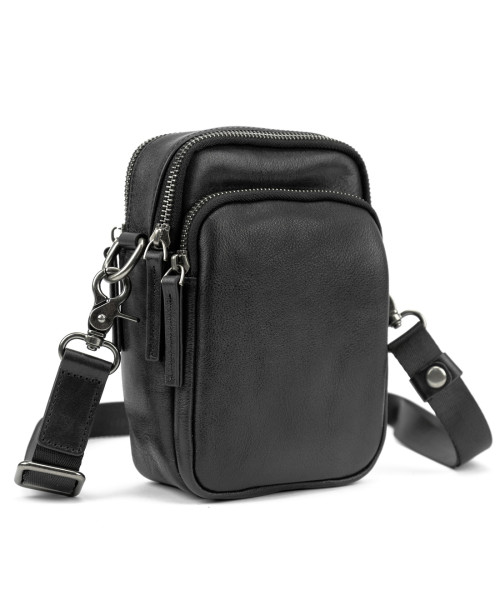 Месенджер маленький шкіряний чорний Tiding Bag 333-1A